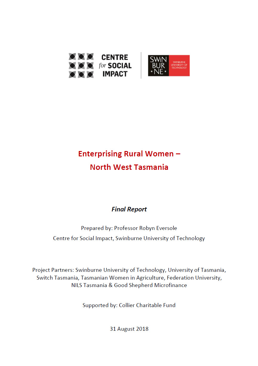 Enterprising Rural Women — North West Tasmania: Final Report August 2018