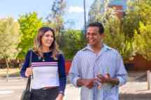 Two students chat outside the Moondani Toombadool Centre for Indigenous students