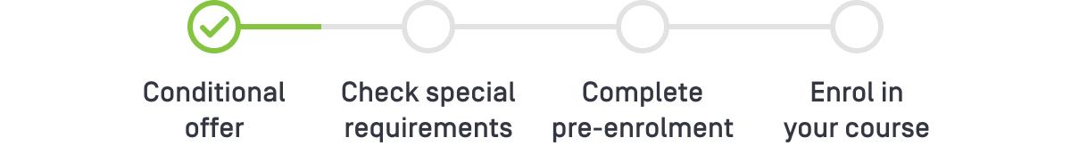 An image showing that this is the first step for a conditional offer holder.