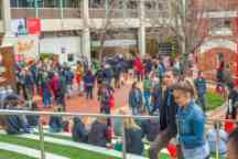 Prospective students attend the Open Day event at the Hawthorn campus with their families 
