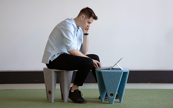 Origami-inspired, spatially sensitive furniture by industrial design student James Chapman.