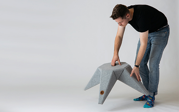 Origami-inspired, spatially sensitive furniture by industrial design student James Chapman.