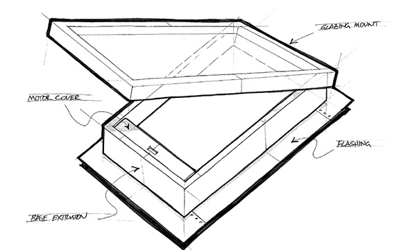 Concept sketch of bushfire rated skylight. 