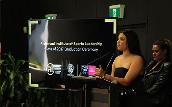 Speaking at Richmond sports leaders graduation. 