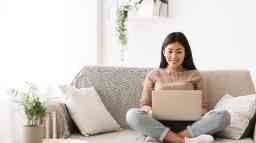 Girl browsing online on paptop