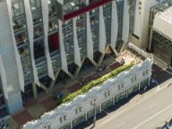 An aerial shot of Swinburne's AMDC building, sky garden.