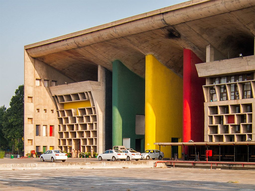 India - High Court Le Corbusier Colourful building in India
