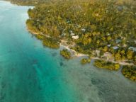 Aerial view of a beach in Vanuatu