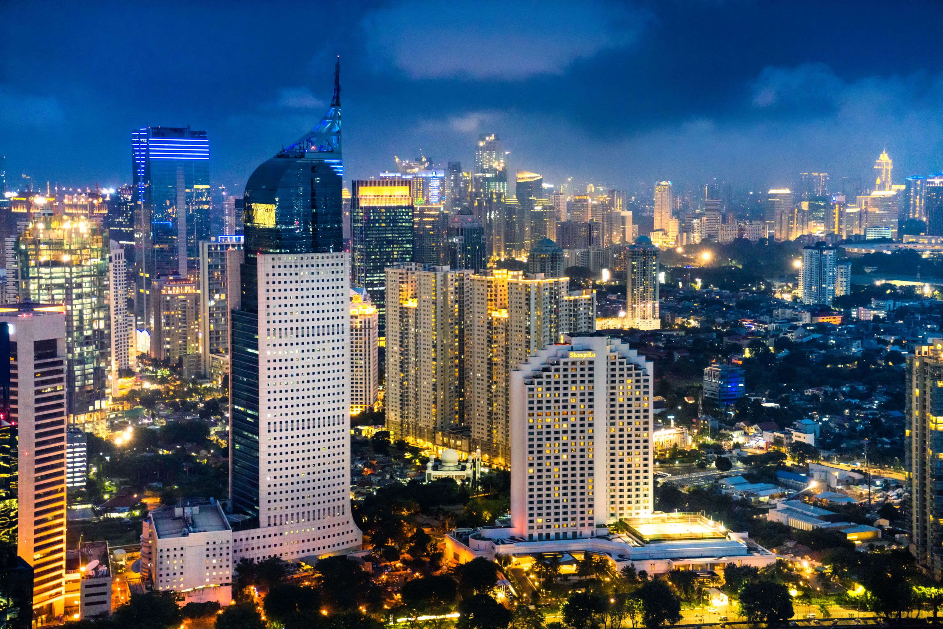 Jakarta skyline at dusk