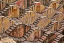 View of architectural stone steps in India