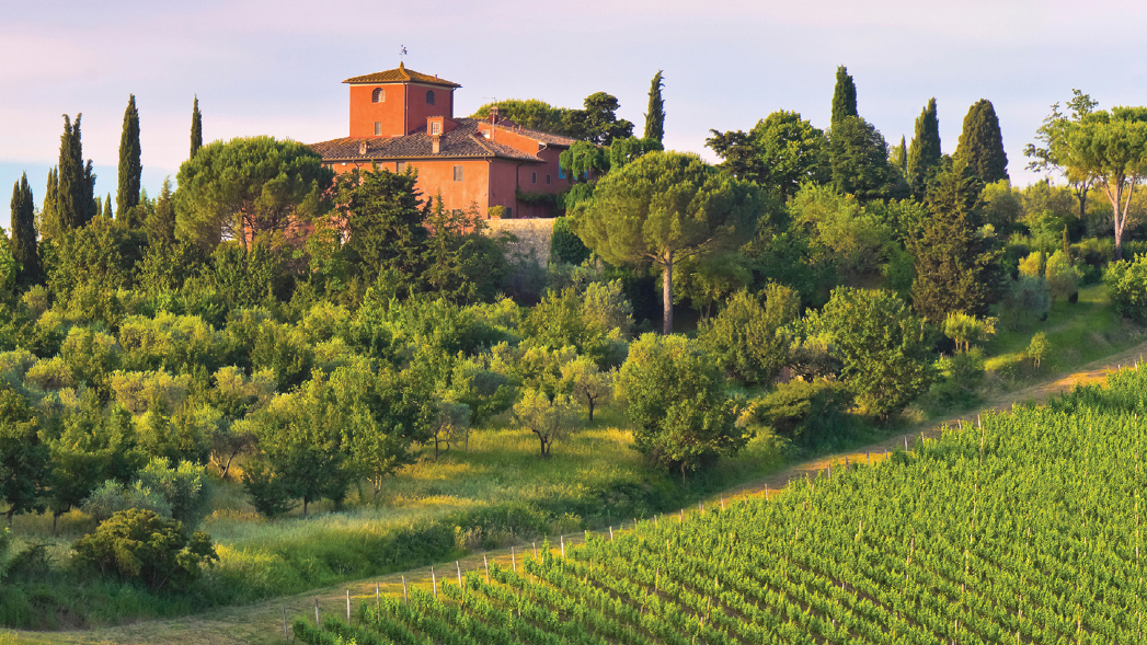 A mansion on top of a leafy hill in Prato, Italy