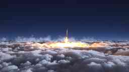 A rocket entering the space above the clouds
