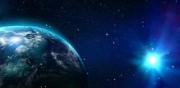 A concept image of a Planet X floating in space next to a bright star