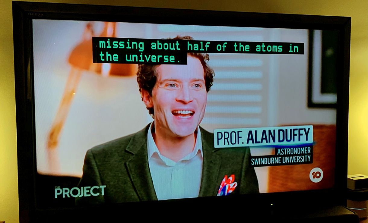 Professor Alan Duffy on TV screen
