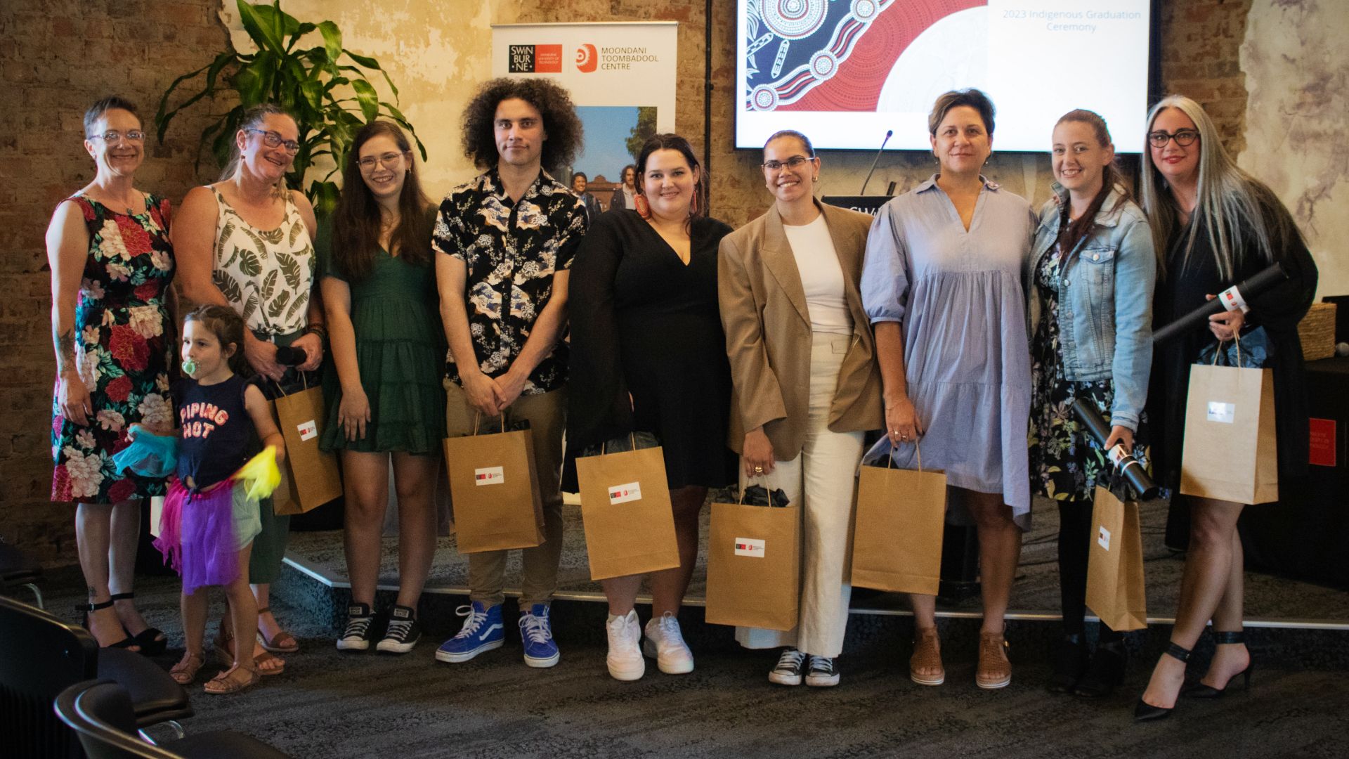 Indigenous students at the "Recognition and Achievement Celebration" organised by Swinburne's Moondani Toombadool Centre (MTC) as part of their graduation