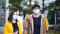 Students wearing mask on campus